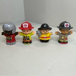 Fisher Price Little People 4 Lot COMMUNITY SERVICE Fireman  Pilot Helicopter
